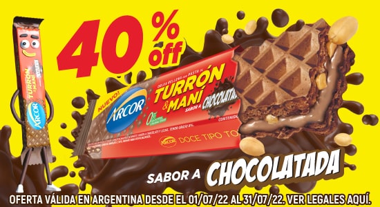 40% Turrón Arcor chocolatada julio 2022